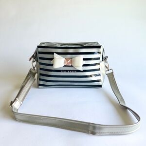 Ted Baker Silver Black Striped Plastic Shoulder Bag Crossbody Bag